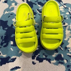 UGG Kids Neon Yellow Sandals
